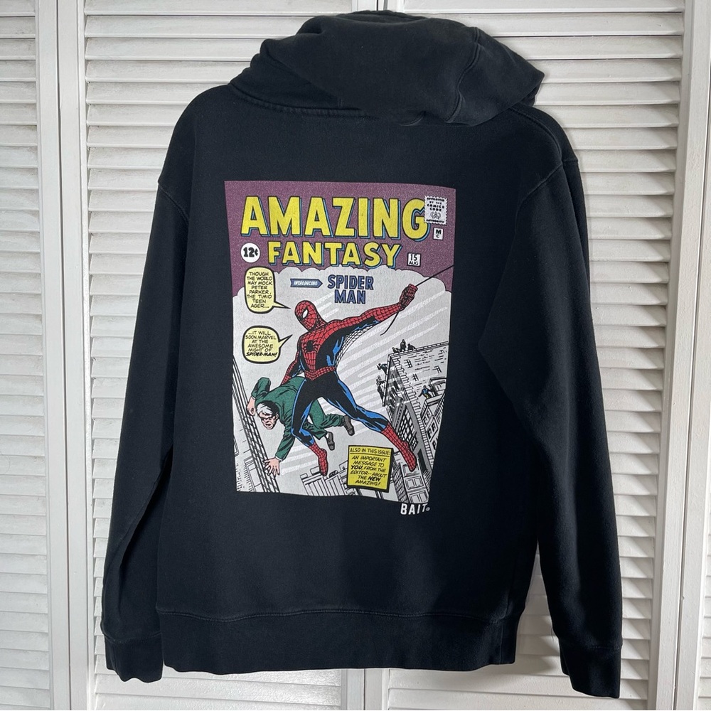BAIT x Marvel Comics Men’s “Amazing Fantasy” Spider-Man Hoodie (Black) – Size S
